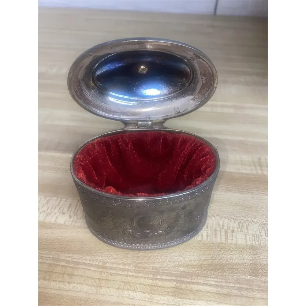 Vintage Silverplated Godinger Art Jewelry Box Ornate Velvet Lined Hinged Lid